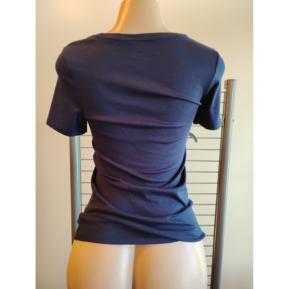 A New Day Navy Blue Pima Cotton Modal Blend Short Sleeve T-Shirt XS NWT - Picture 2 of 7